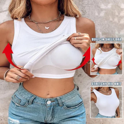 🔥 Viral Built-In Bra Tank – No Bra Needed | Snatch Fit Ribbed Top