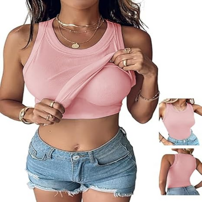 🔥 Viral Built-In Bra Tank – No Bra Needed | Snatch Fit Ribbed Top